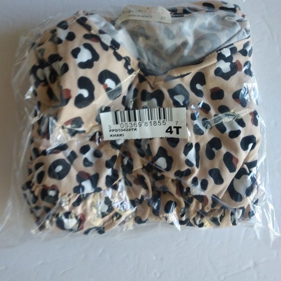 Leopard Print Baby Doll Top With Short Sleeves , Cheetah Top Girls Various NWT - Picture 12 of 16